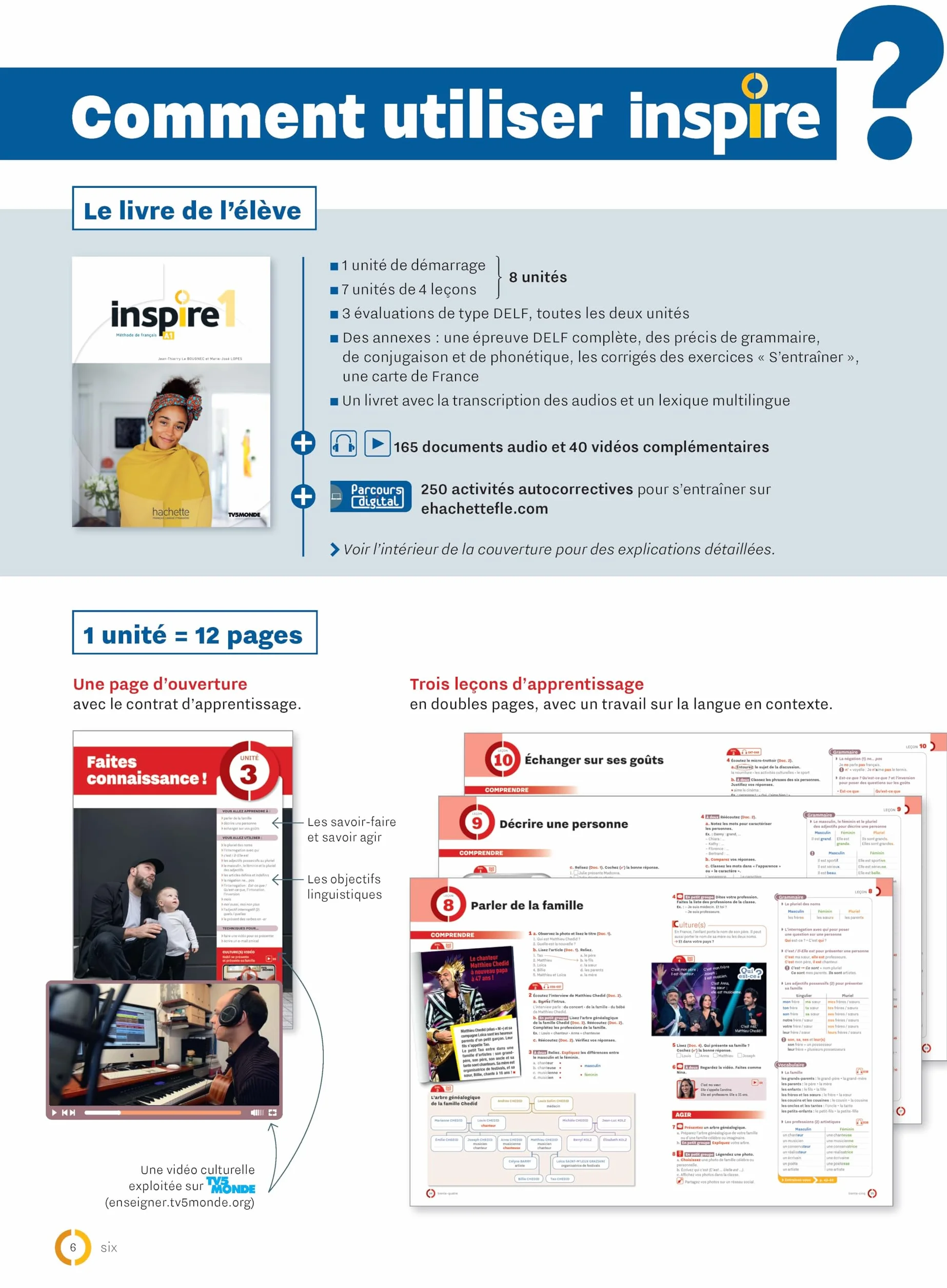Inspire 1: Libro dello studente + audio/video + corso digitale: Metodo FLE: Vol. 1