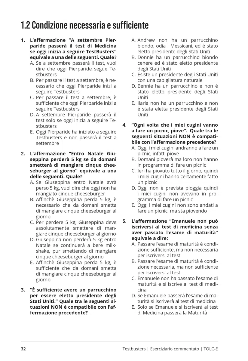 Testbusters TOLC-E. Eserciziario commentato