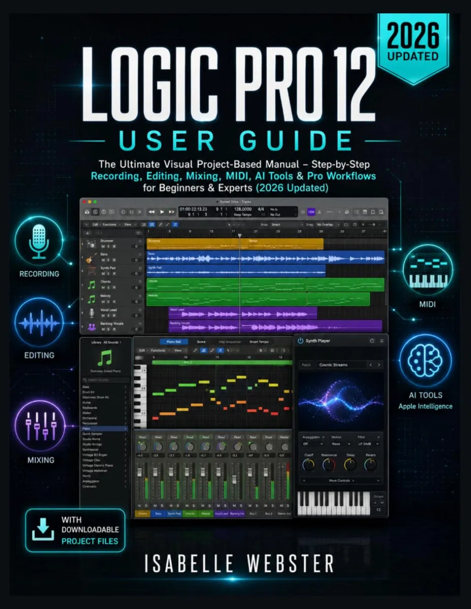 Logic Pro 12 User Guide: The Ultimate Visual Project-Based Manual – Step-by-Step Recording, Editing, Mixing, MIDI, AI Tools & Pro Workflows for Beginners & Experts (2026 Updated)