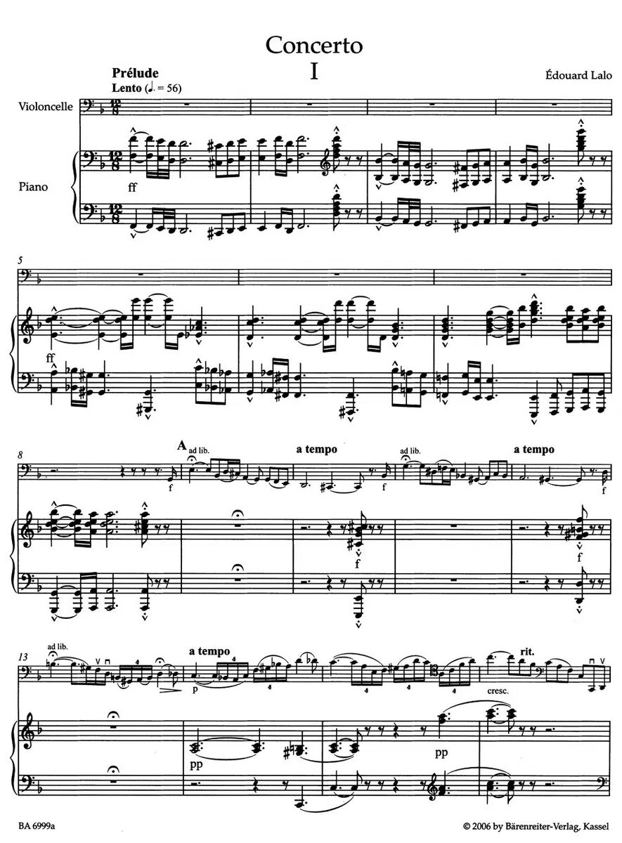 Konzert für Violoncello und Orchester d-Moll.Klavierauszug, Urtextausgabe