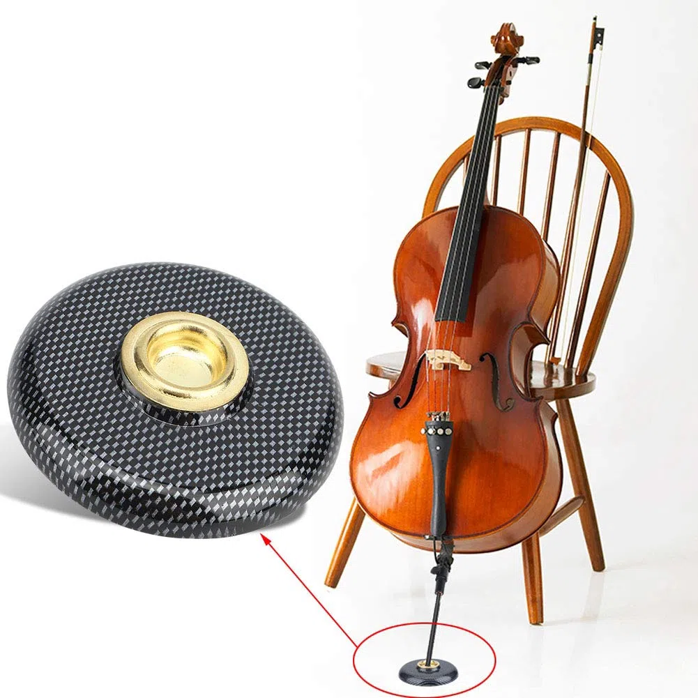 Perno per Tappetino per Violoncello Supporto per Puntale Nero Foro per Tappetino Antiscivolo per Violoncello Supporto per Tappetino in Metallo in Plastica Protezione per Pavimento (Nero)