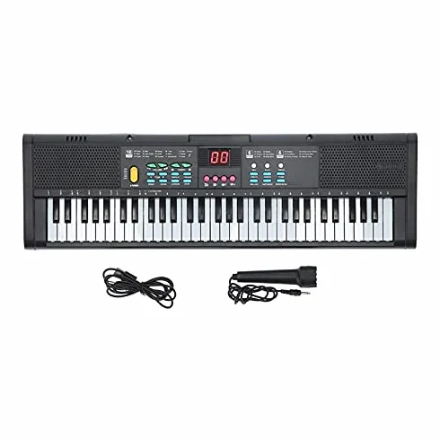 61 Tastiera Musicale Portatile Tasti Tastiera Pianoforte Dispositivo Karaoke Multifunzionale con Microfono Cavo USB Pianoforte Elettrico Strumento Musicale Volume Regolabile Effetto