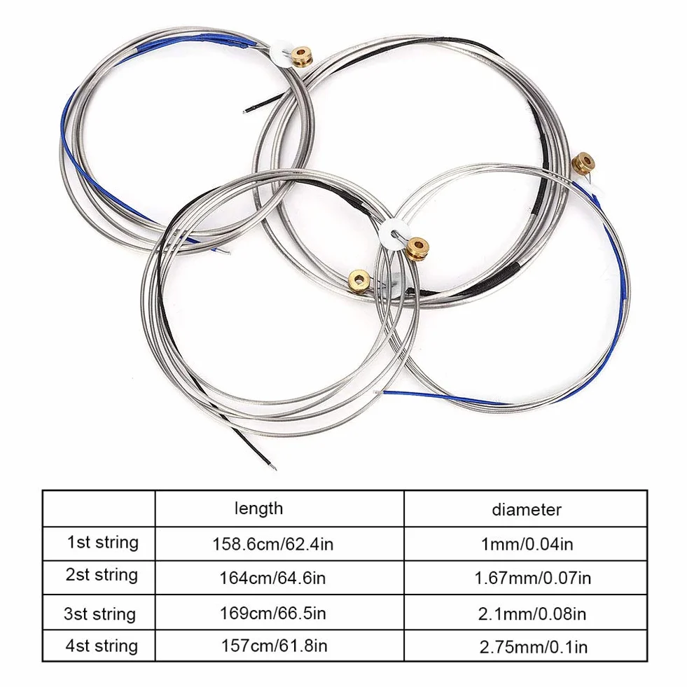 Corde per Contrabbasso, Acciaio Professionale per Suono Eccellente, Accessori Strumenti Musicali, Durevolezza e Precisione for Musicisti Professionisti, Concerti, Studi