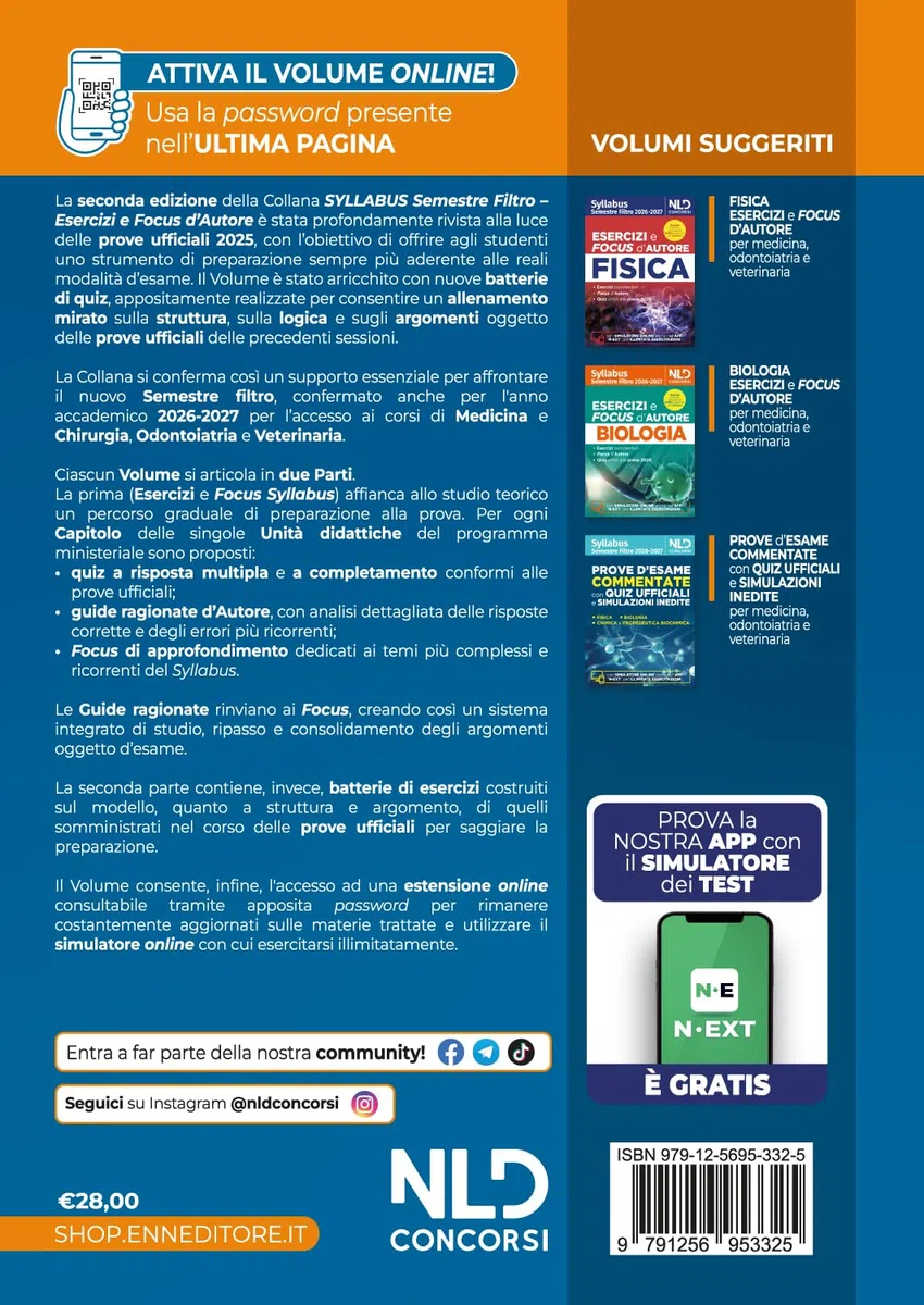 Test medicina semestre filtro Chimica. Manuale con esercizi e focus 2026 in linea con il Syllabus. Nuova ediz. Con software di simulazione