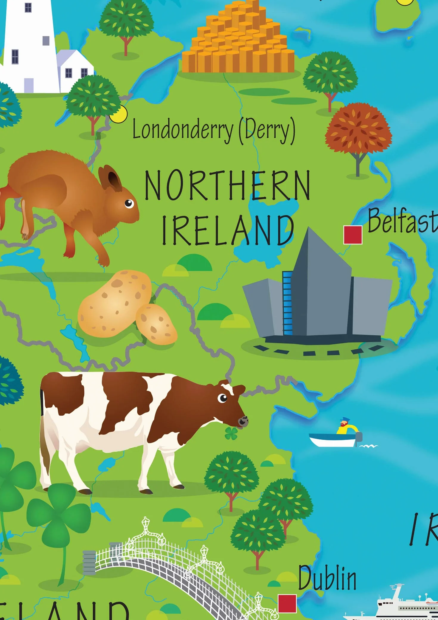 Children’s Wall Map of the United Kingdom and Ireland [Lingua Inglese]