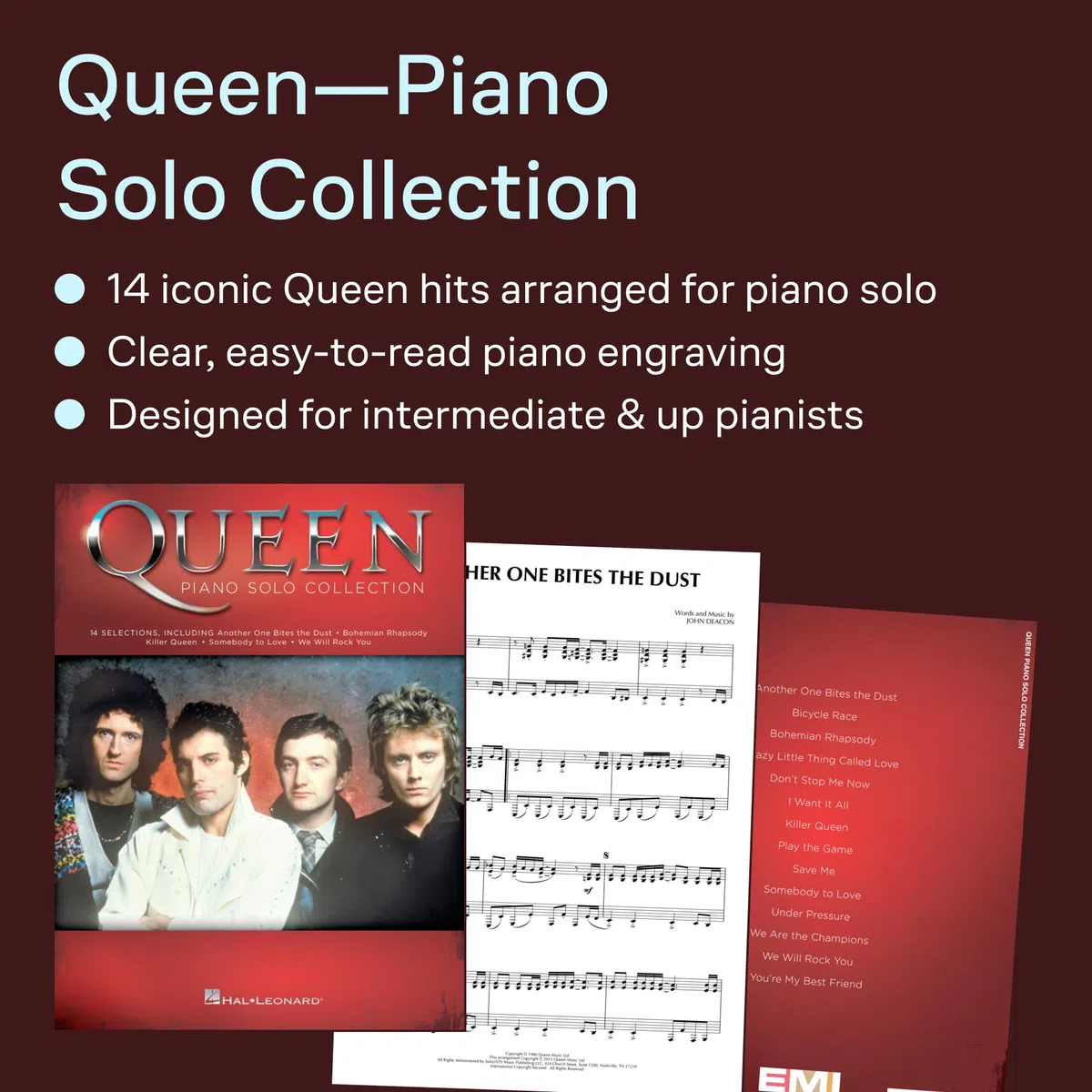 Queen - Piano Solo Collection spartiti per pianoforte solo | 14 grandi successi dei Queen arrangiati per piano, tra cui Bohemian Rhapsody, Don't Stop Me Now e We Are the Champions