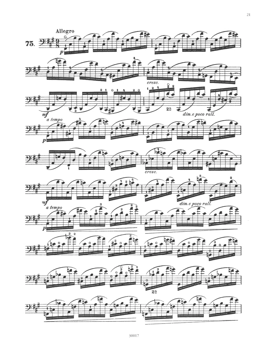 113 Exercises for Violoncello: Nos. 63-85 (3)